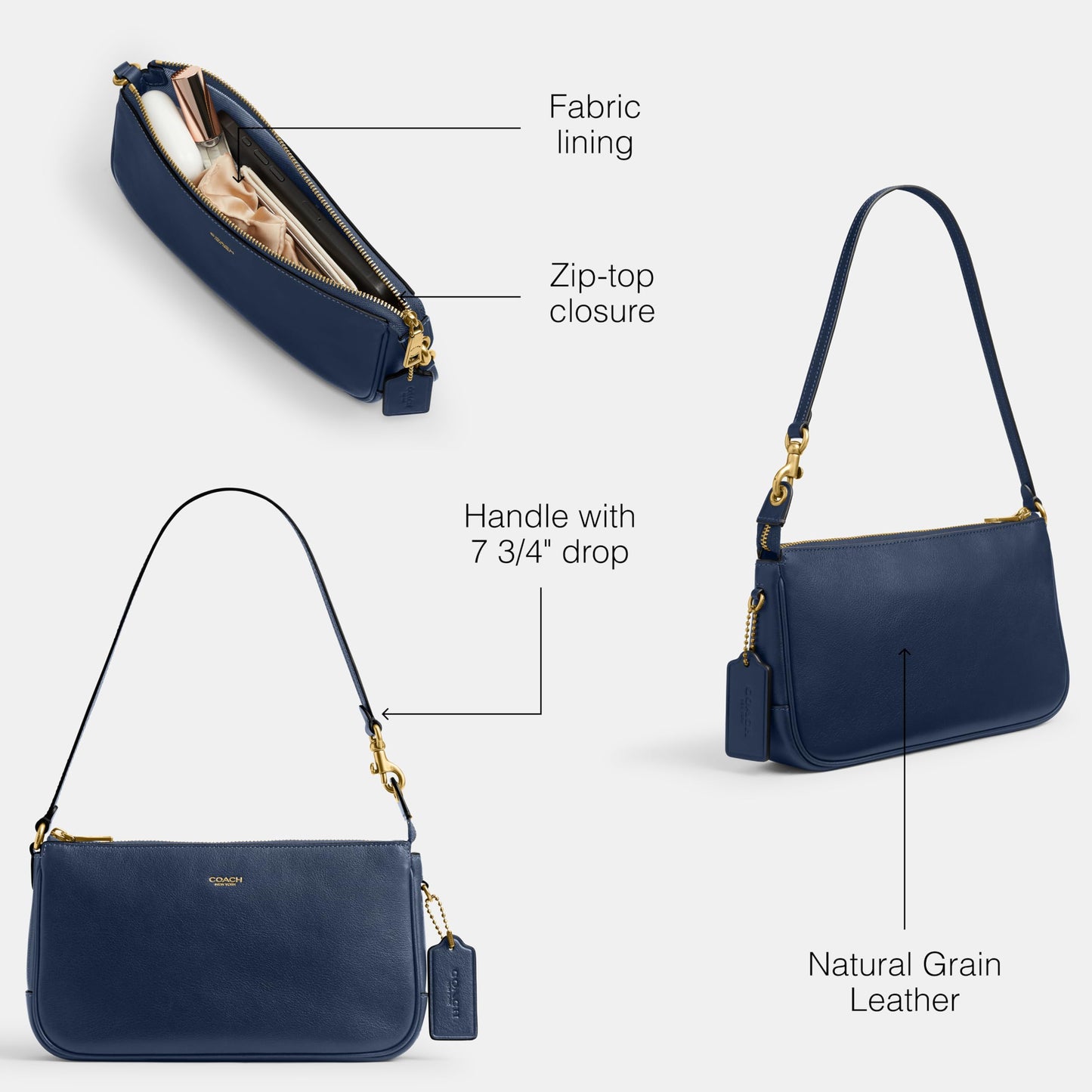 COACH Natural Grain Leather Plaza Bag