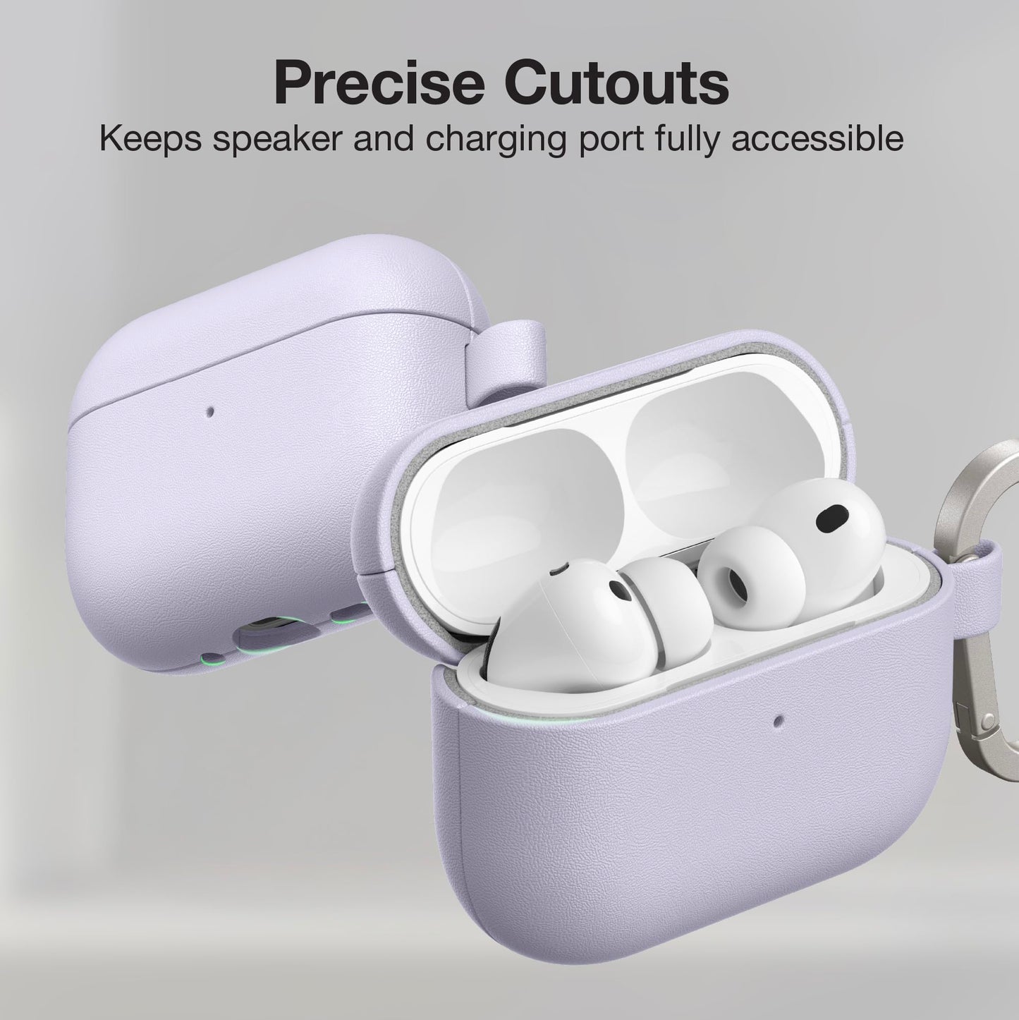 AMAZINGTHING for AirPods Pro 3 [Glamour Artisan] Case, PU Leather Protective Cover, Wireless Charging Ready, Scratch-Resistant Microfiber Lining, Precise Cutouts, Carabiner Included, Purple