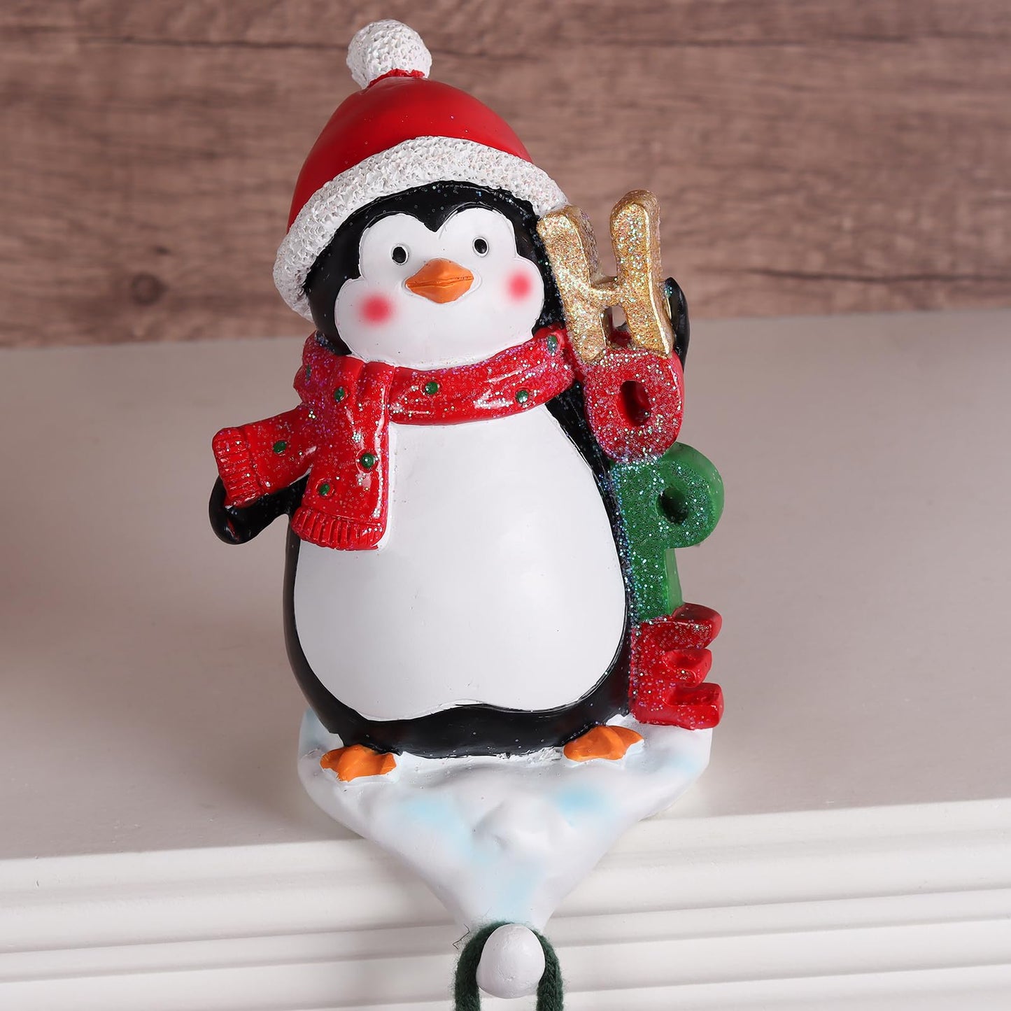 XENTUMI Stocking Holders for Mantle, 3D Stocking Holders, Christmas Stockings Holder Set of 4, Fireplace Stocking Hanger Hooks for Christmas Mantel Decoration