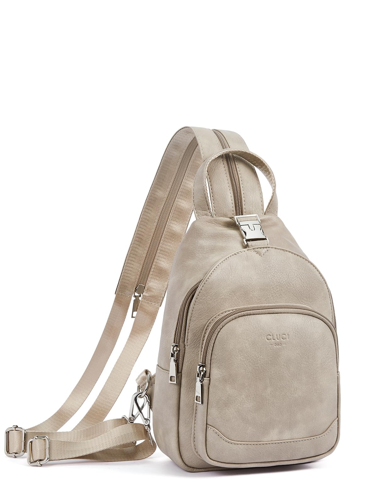 CLUCI Leather Sling Backpack for Women - Small Convertible Crossbody Bag for Travel