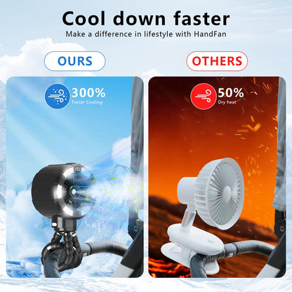 Shirble 6000mAh Misting Fan for Stroller, 3 Speeds Portable Clip Fan with Intermittent/Continuous Spray, 14H Cooling, Detachable Mount, Timer & Night Light for Baby (100ML Water Tank) - Black