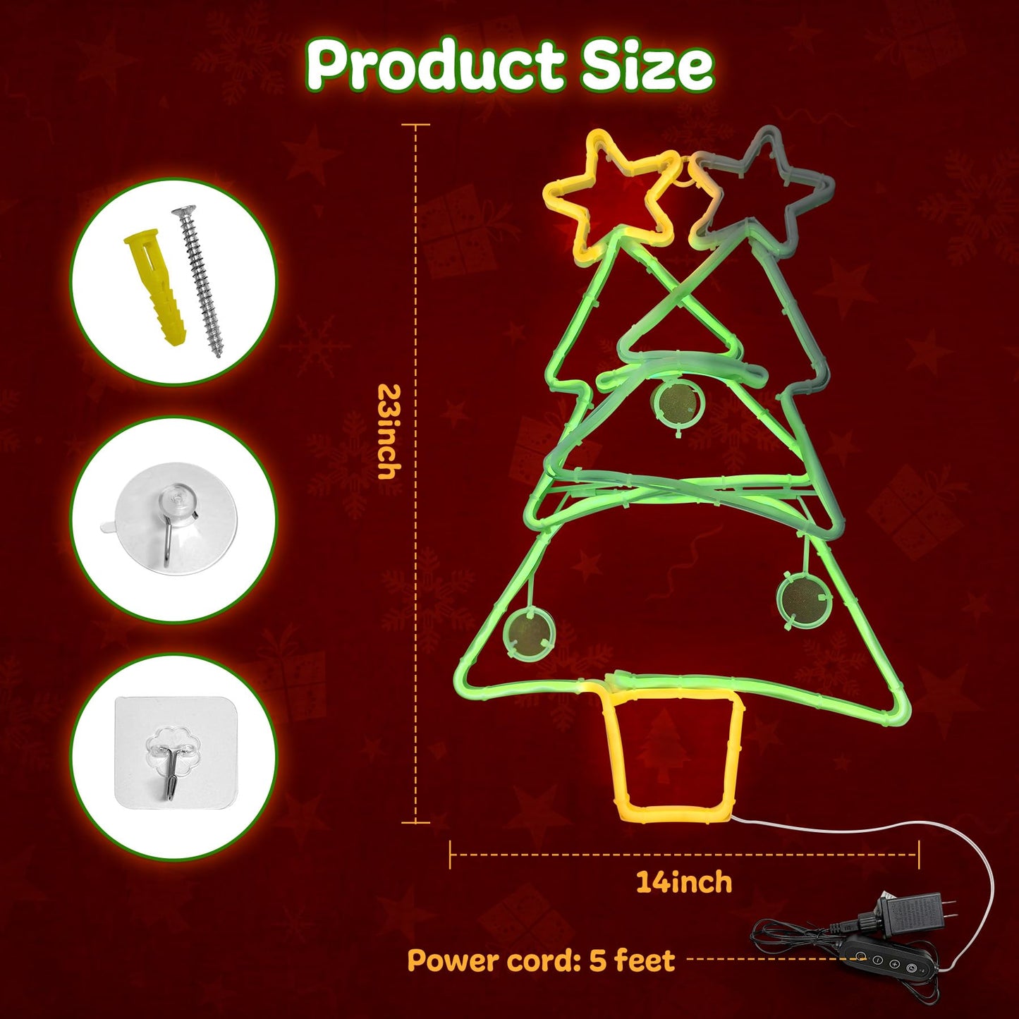 Christmas Tree Neon Sign, Tree LED Neon Light for Home Decor, 8H Timer & Speed Adjust, Festive Xmas Decorations Wall Art, Holiday Party Bedroom Living Room Cafe Bar