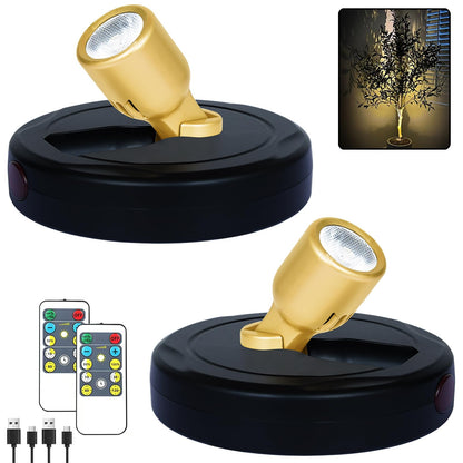 HAMVIDNE LED Spotlight, Rechargeable Battery Spot Lights with Remote, Uplighting Indoor, Stick Plant Spotlights for Wall Art Display Artwork Picture Painting-2Pack