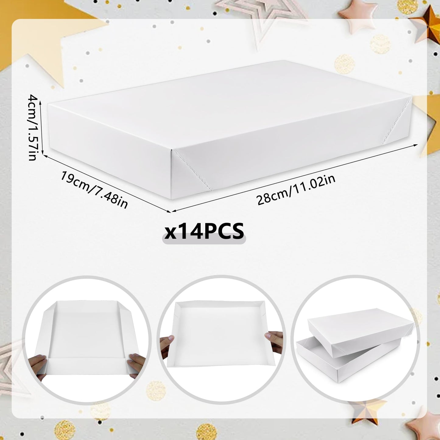 MUMULULU 14 PCS White Gift Boxes with Lids Sizes 11'' x 7.48'' for Birthdays Graduations Christmas Weddings Baby Showers and More