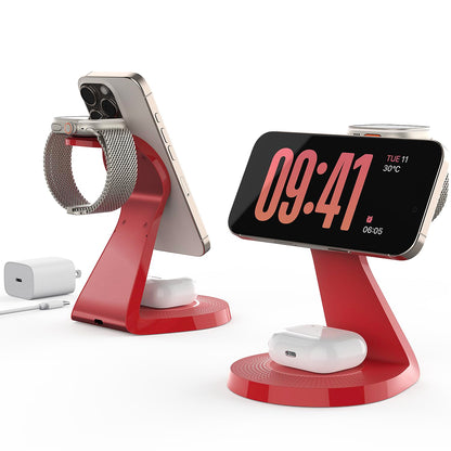 3 in 1 Charging Station for Apple Devices,Mag-Safe Charger Stand Fast Charging,Wireless Charger for iPhone 16/15/14/13/12 Series,& AirPods,& iWatch(USB-C Charger Included)