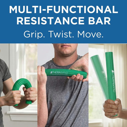 THERABAND FlexBar Resistance Bar, Medium, Green Flex Therapy Bar for Physical Therapy, Wrist & Forearm Exercise Equipment, Non Slip Grip, Compact Design
