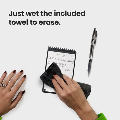 Rocketbook New Mini Reusable Smart Notepad, Pocket Size Notebook 3.5x5.5, Black - Dotted Pages, App-Connected, Erasable, Ideal for On-The-Go List Taking & Quick Notes Anywhere