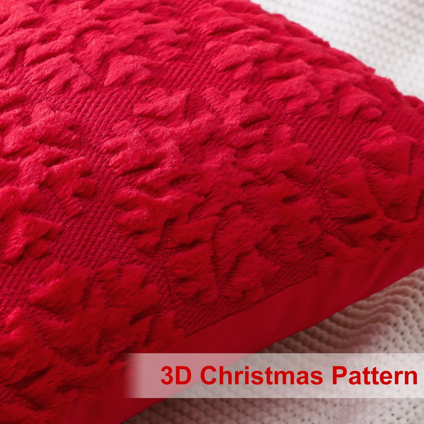 OTOSTAR Set of 2 Xmas Soft Plush Short Wool Velvet Decorative Throw Pillow Covers Rectangular Luxury Style Cushion Case Pillow Shell for Sofa Bedroom Snowflake Red, 16x24 Inch