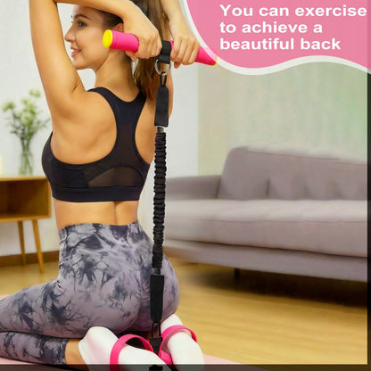 Upgraded 55lb Pull Pedal Resistance Band with Handle - Fashion Puller Exercise Tool, Thickened Built-in Latex Tube Pedal Resistance Device & Soft Nitrile Rubber Footrest for The Core(Pink)