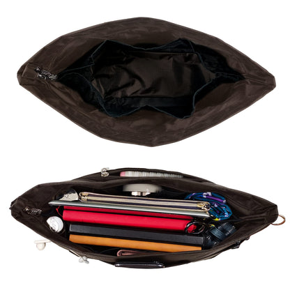 Time Wing Handbag Tote Purse Organizer Insert Bag Liner Shaper Divider Zipper 11 Pockets Compartments Medium Coffee
