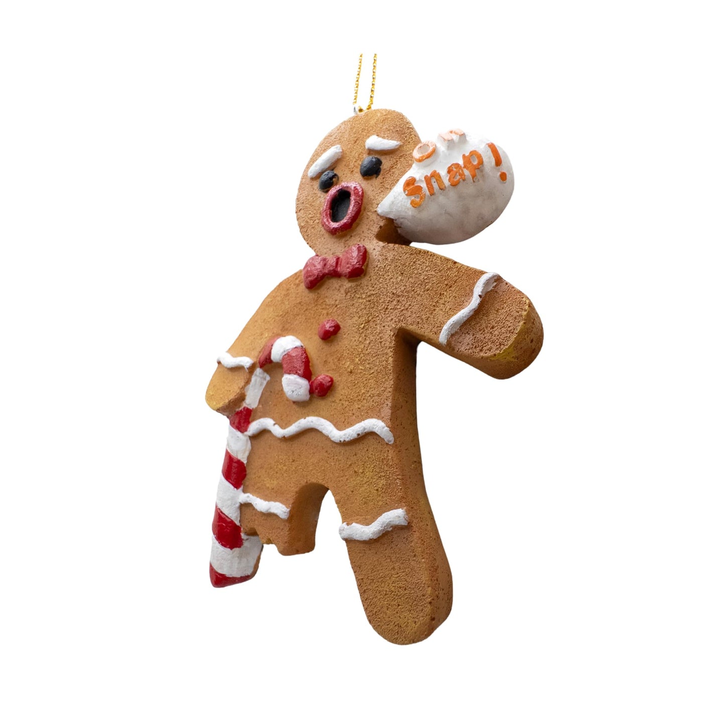 Gingerbread Man Cookie Oh Snap! Broken Leg Candy Cane Crutch Funny Christmas Tree Ornament