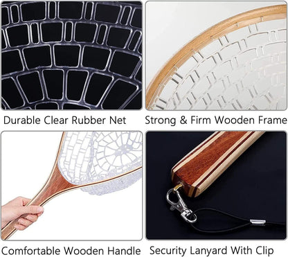 Fly Fishing Landing Net Soft Rubber Mesh Trout Fishing Net, Rubber Coated Landing Nets for Easy Catch and Release