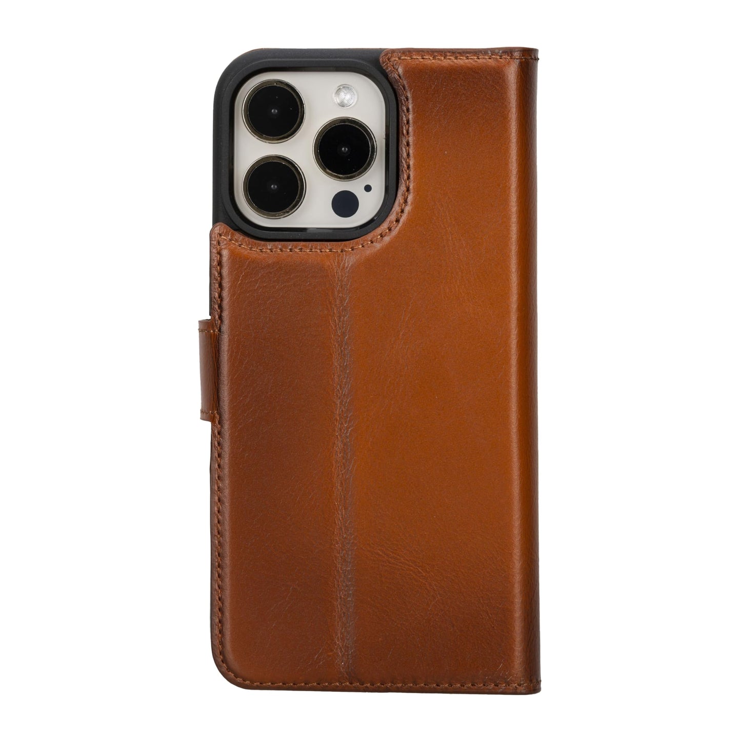 VENOULT Detachable Wallet Case for iPhone 15 Pro MAX, 4 Card Holder Wallet, Man or Women Folio Cover, Compatible with Magsafe, RFID, Genuine Leather, Kick Stand (Chestnut Brown)