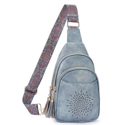 APHISON Small Sling Bag Cell Phone Purse Vegan Leather Fanny Crossbody Bag for Women Trendy Chest Backpack Adjustable Strap