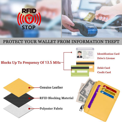YOXIER Slim Minimalist Wallet, Front Pocket Wallets, RFID Blocking, Credit Card Holder for Men & Women (yellow)