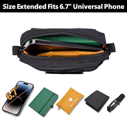Belt Pouches for Men - Water Resistant Small Belt Bag with USA Flag Patch | EDC Organizer for Work & Travel