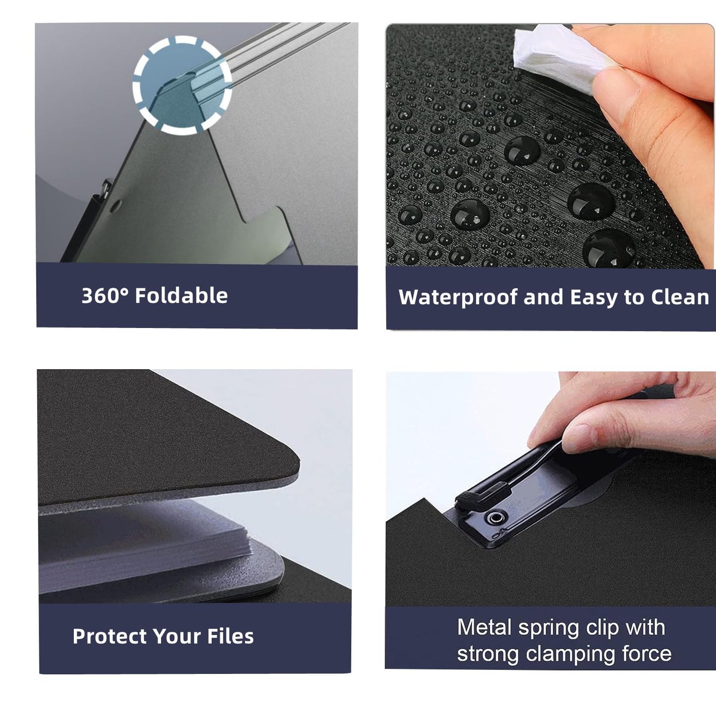 Clipboard Folder, 6 Pack A4 Foldable Clipboards File Folder Flip Writing Pad for Memo Form Document & School Office Work - Black