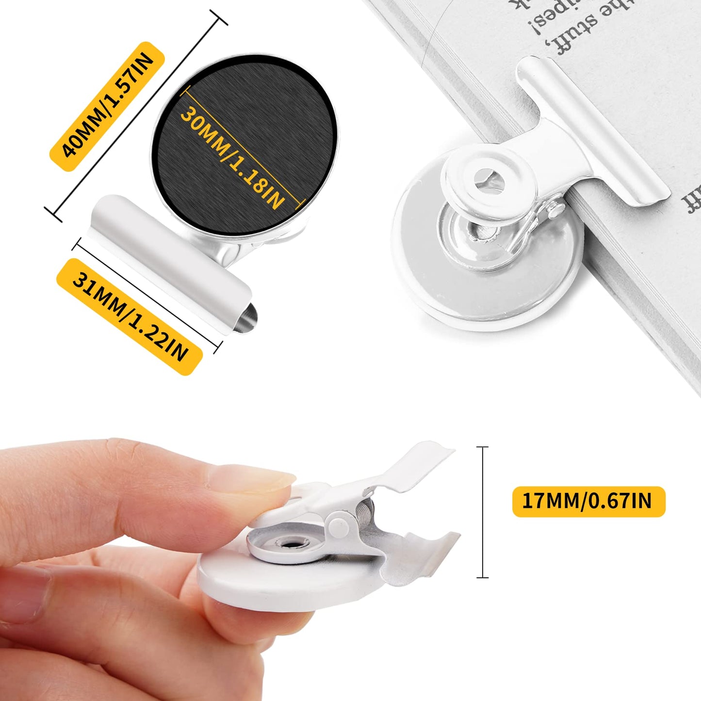 VNDUEEY 20 Pack Fridge Magnets Refrigerator Magnets, Strong Magnetic Clips Heavy Duty, Magnet Clips for Whiteboard, Magnets for Fridge Locker Office Accessories (White)