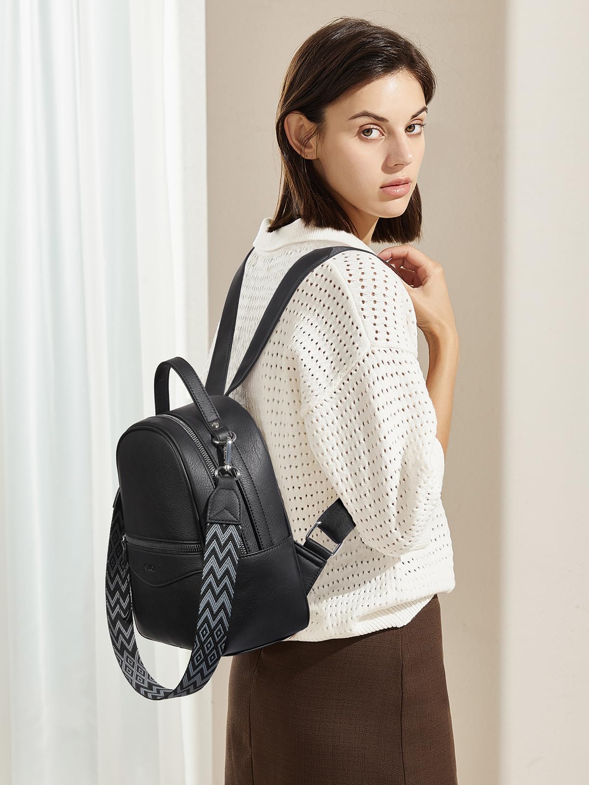 CLUCI Mini Backpack Purse for Women Fashion Leather Small Backpacks Ladies Shoulder Backpack Convertible Handbags Black