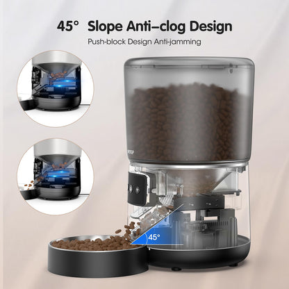 UPOTGP Automatic Cat Feeder, Cat Food Dispenser 4L, 2.4G WiFi Cat Feeder Automatic 1-10 Meals, 1-9 Portions/Meal Timed Cat Feeder, Automatic Pet Feeder for Cats Dog with Stainless Steel Feeding Bowl