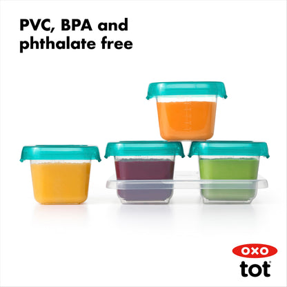 OXO Tot Baby Blocks Food Storage Containers, Teal, 6 oz