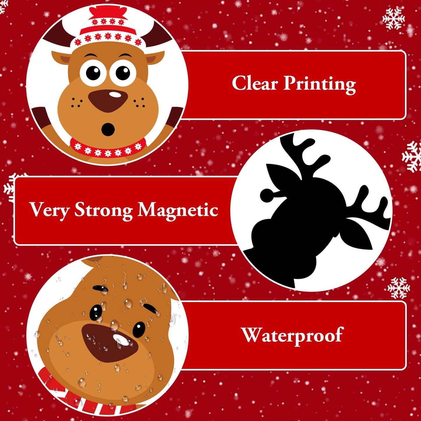 FYSUIMU 21 Pcs Merry Christmas Garage Magnets Decoration Xmas Reindeer Snowflake Garage Door Decals Cartoon Magnetic Refrigerator Stickers for Winter Holiday Party Home Car
