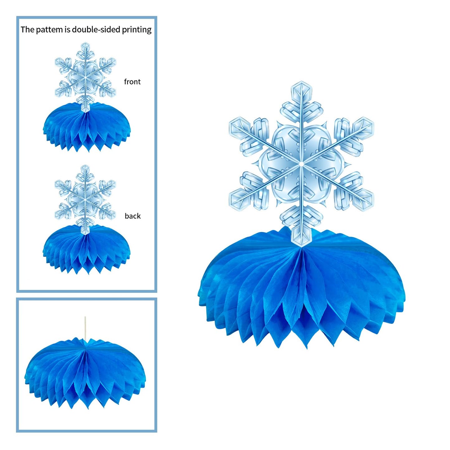 Frozen Party Snowflake Decorations, Winter Wonderland Decorations, Snowflake Honeycomb Table Centerpieces, Thanksgiving Christmas Birthday Party Decorations, Party Supplies 8 Pieces
