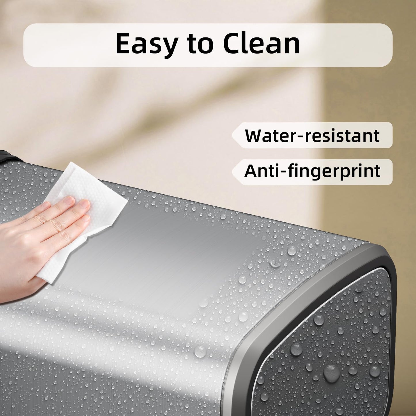 KHMMGK 8L/2.1 Gal Small Bathroom Trash Can with Lid, Swing-Top Rectangular Waste Bin, Stainless Steel Garbage Can for Home, Office, Toilet, Bedroom, Living Room (Silver)