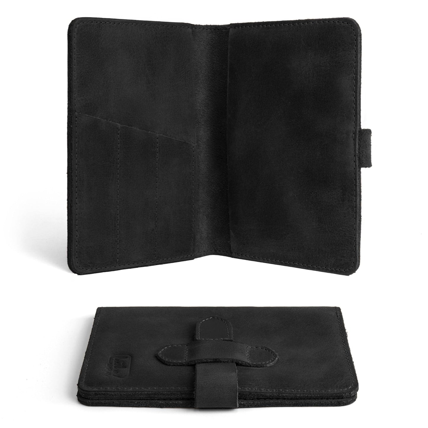 Leather Worx, Rustic Cover for Field Notes (3.5 x 5.5 in. Notebook not Included) with Pen Slots, Protective Storage for Journal, Full Grain Leather, Handmade (Charcoal Black)
