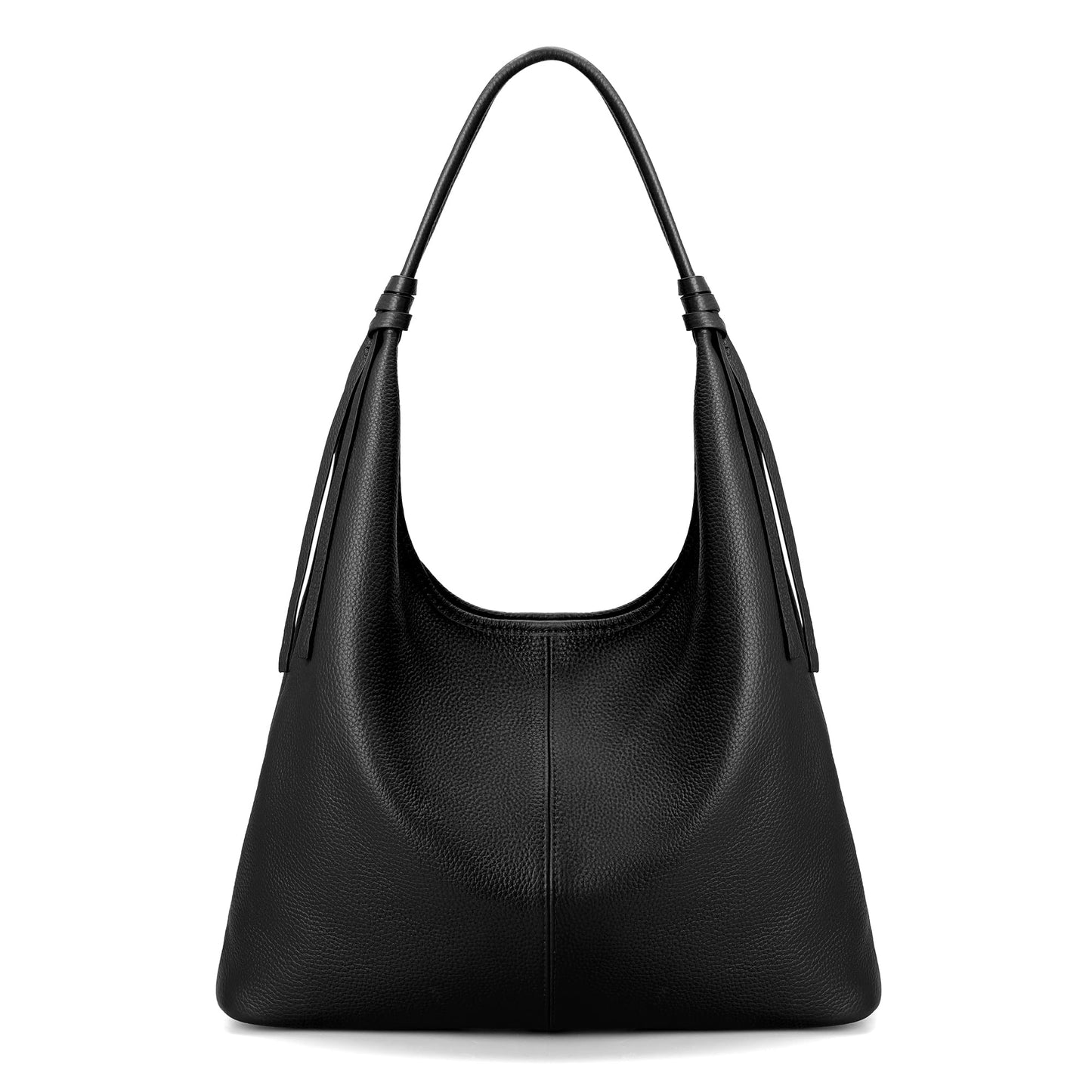 befen Genuine Leather Slouchy Hobo Purses for Women, Casual Hobo Bags Real Top Grain Leather Tote Handbags Women's Black Shoulder Satchel for Shopping, Outing, Travel