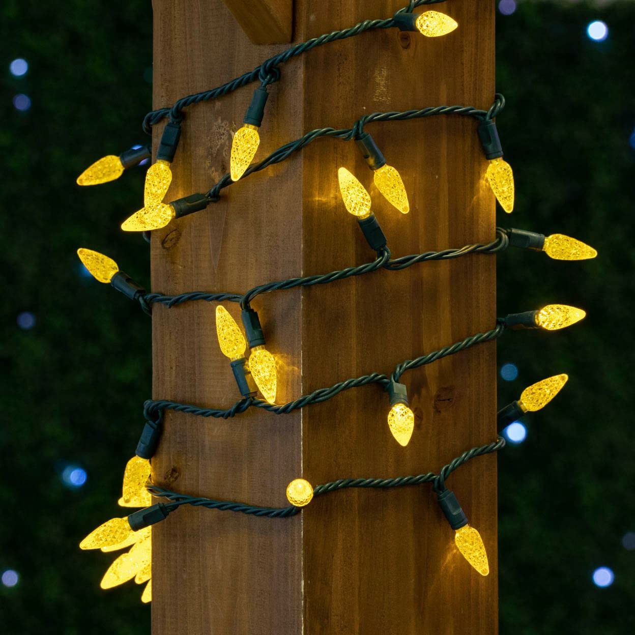 Novelty Lights 24FT 70 LED C6 LED Christmas String Lights, Outdoor Christmas Tree Commercial Grade LED String Lights, Permanent Christmas Lights Outdoor Tree Decorations Outdoor (Yellow)