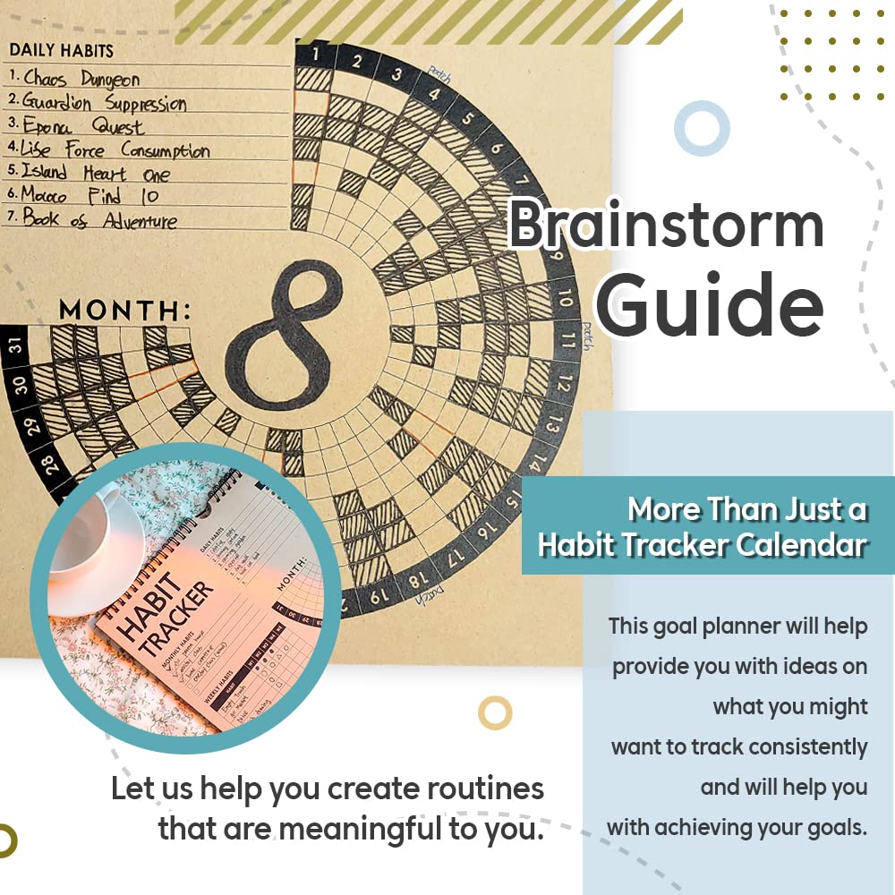 Habit Tracker Journal 2021 Goal Planner - Track Progress and Reach Goals with Spiral Binding, Weekly Monthly Kraft Large Calendar & Notepad - 12+1 Month Undated, 8.5 x 11.8 inch