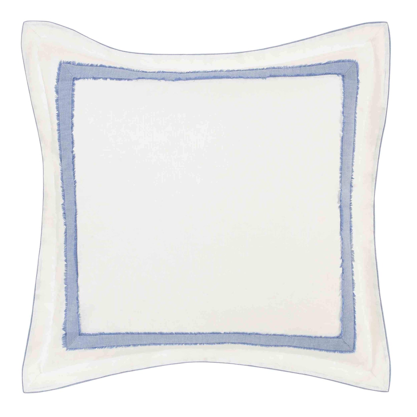 Laura Ashley - Euro Sham, Soft Faux Linen Ramie Cotton Decorative Pillow Cover with Border Detail, 26x26, Room Decor (Mila Blue)