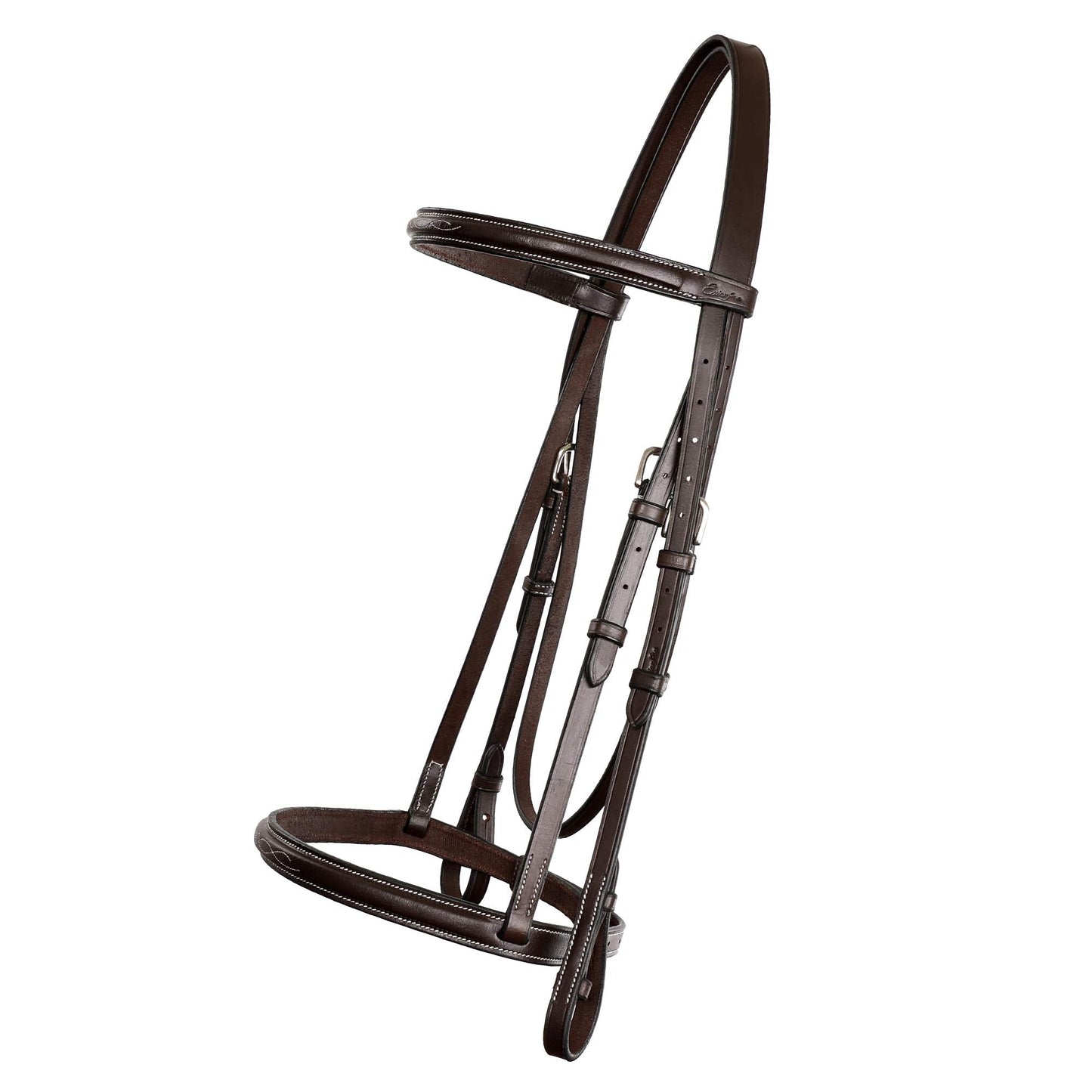 ExionPro Exion English Snaffle Bridle for Horses with Laced Reins - Fancy Stitched Leather Hunter Jumper Bridle- Premium Vegetable Tanned Equine Tack with Stainless Steel Hardware