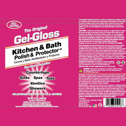 Original Gel Gloss Kitchen and Bath Polish and Protector, 12oz. Aerosol Can, Pink