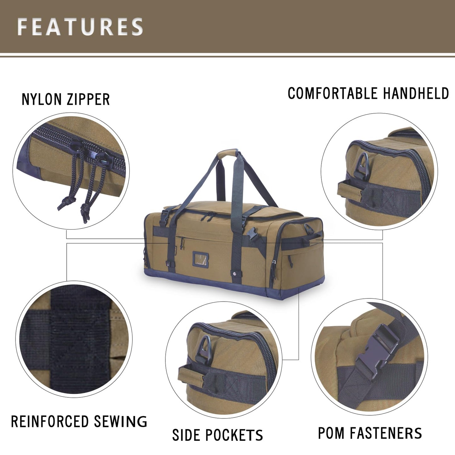 Large Duffle Bag for Travel - Men & Women, Foldable Gym Duffle Backpack, Heavy Duty Tactical Military Canvas Duffel Bags, Extra Big Carry On with Shoe Pockets, Waterproof (80L/103L)