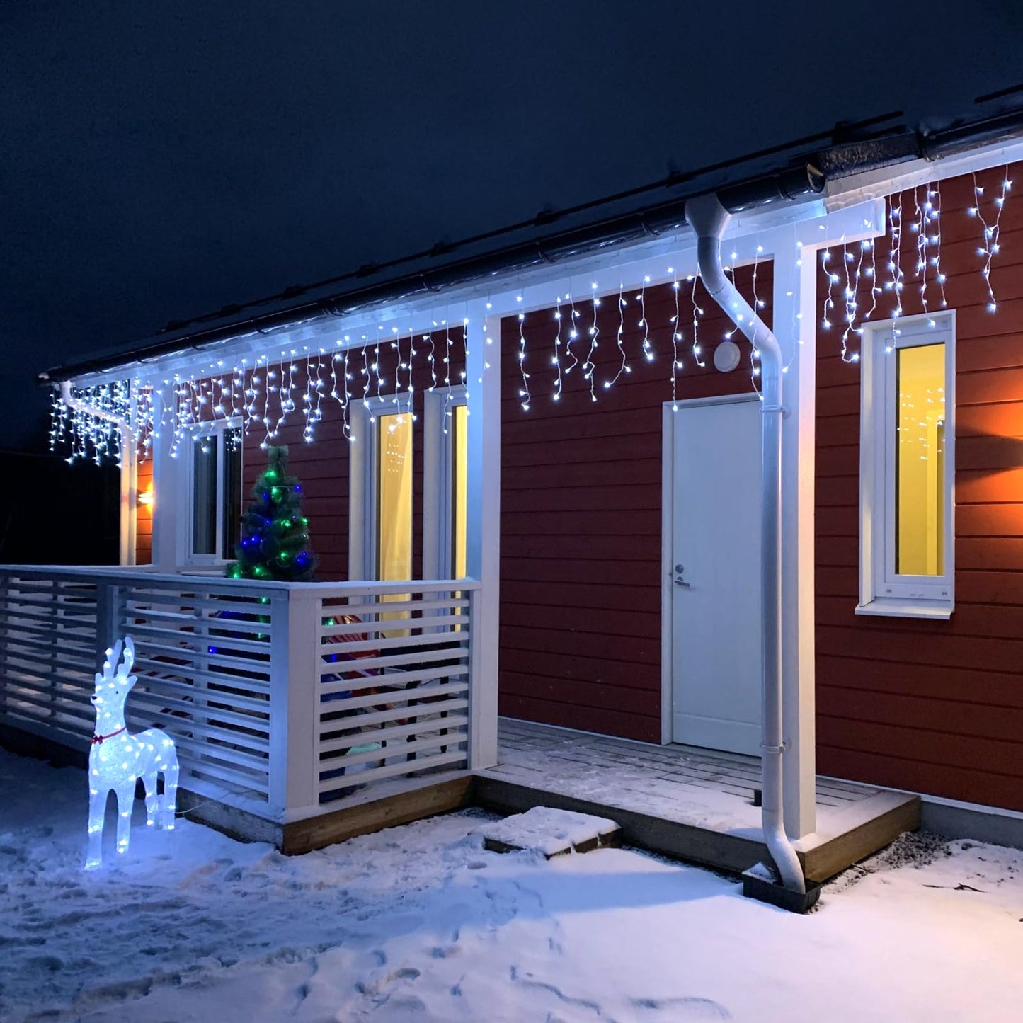 Icicle Christmas Lights Outdoor, 66ft 640 LED Icicle Lights for Outside, Plug in Twinkle Lights Indoor with 8 Modes Timer Waterproof for House Holiday Decor Wedding Christmas Decorations (Cool White)