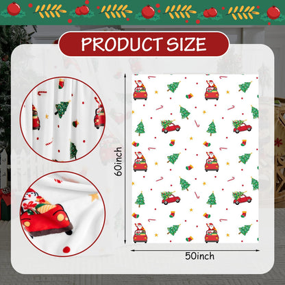 Edenleaf Christmas Blanket - White Holiday Throw with Santa Claus & Snowman - Warm Cozy Fleece Winter Blanket, 50x60 Inches，White