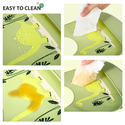 Zhanmai 3 Pack Silicone Bibs for Babies with Spoon Fork Adjustable Waterproof Rubber Feeding Bibs for Toddlers Boys Girls Kids Gifts(Vivid Style)