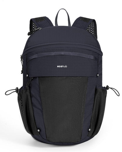 ECOHUB 15L Lightweight Casual Daypack, Packable Backpack for Daily Use, Hiking & Travel, Foldable Small Backpack with Stretch Mesh Pockets, Water-Resistant Nylon, Reflective Design