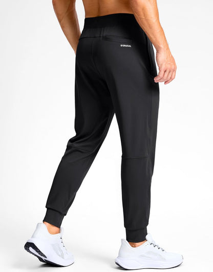 G Gradual Men's Golf Joggers Pants with Zipper Pockets Stretch Sweatpants Slim Fit Track Pants Joggers for Men Work Running (Black, L)
