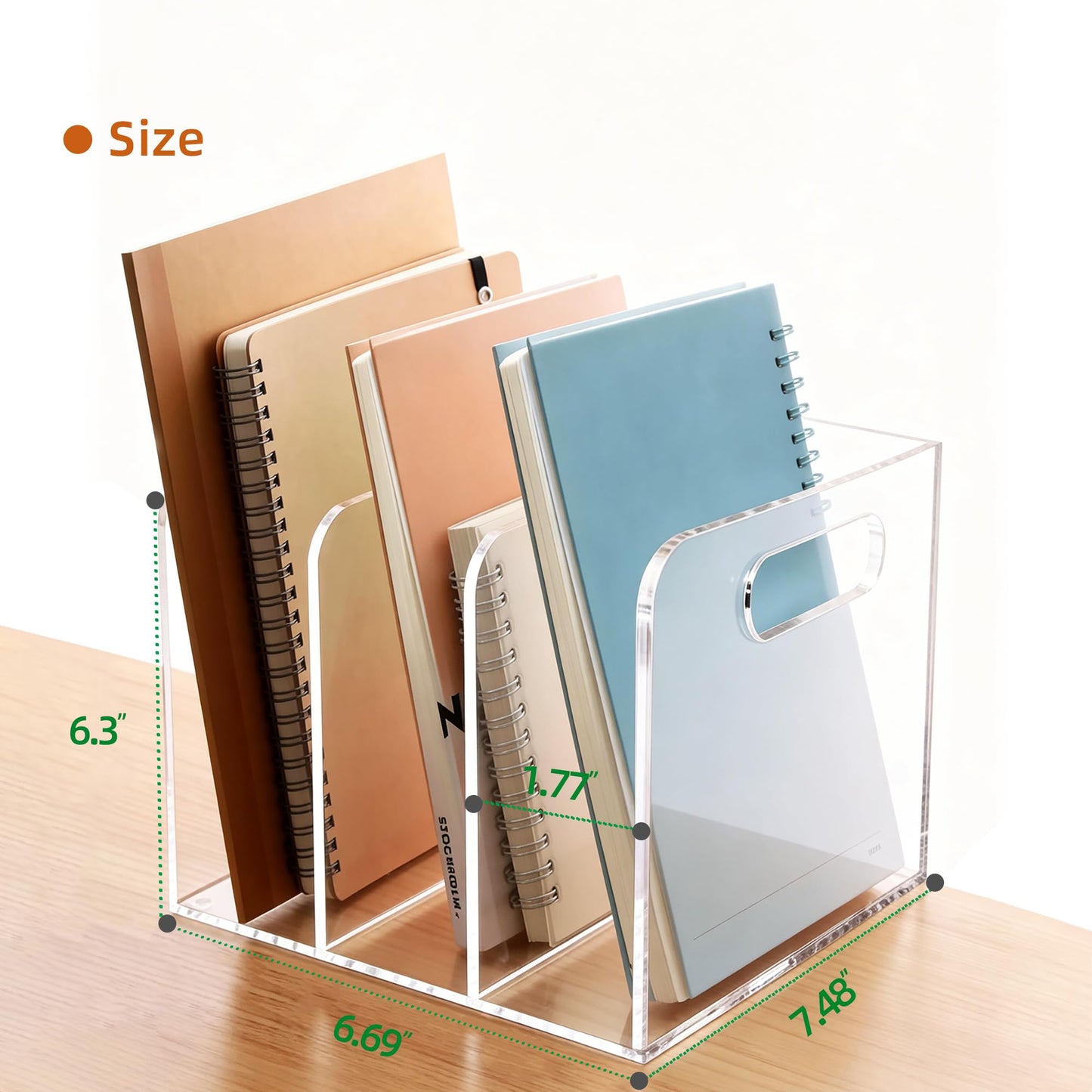 AIDIMOO Acrylic Magazine File Holder, 3 Vertical Compartments Desk Document Sorter Organizer, Clear Folder Rack Binder for Office/Documents/Classroom, for Home, Tablet, Magazines, Books & Accessories