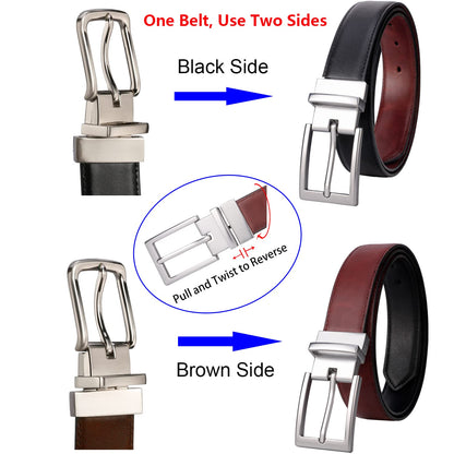 Lavemi Mens Belt Reversible 100% Italian Leather Dress Casual,One Reverse for 2 Colors,Trim to Fit(21863-4 110)