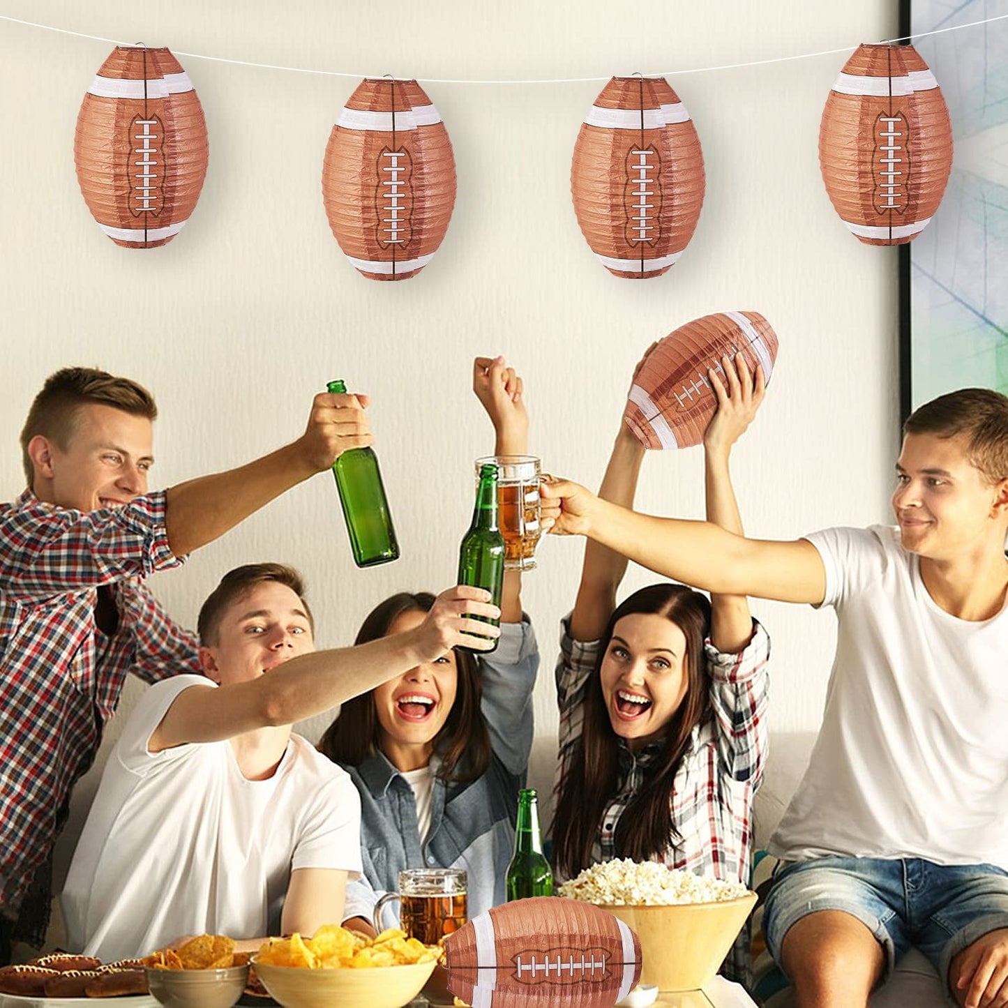 Football Paper Lanterns, Football Birthday Party Decorations,Football Party favors for Outdoor Backyard Sports Game Prizes Football Game Day Easy Joy 3 PCS 12''