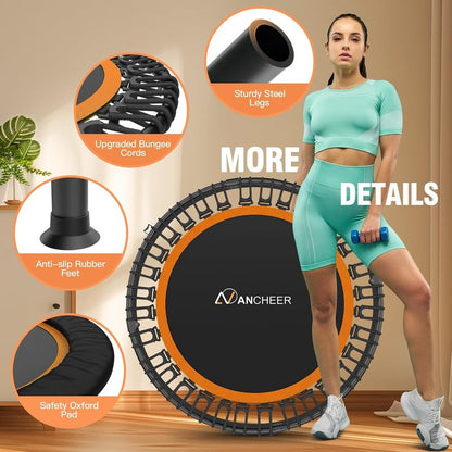 ANCIHER Foldable Mini Trampoline - 40"/48" Indoor Exercise with Adjustable Handle & Resistance Bands | Max Load 450lbs/550lbs