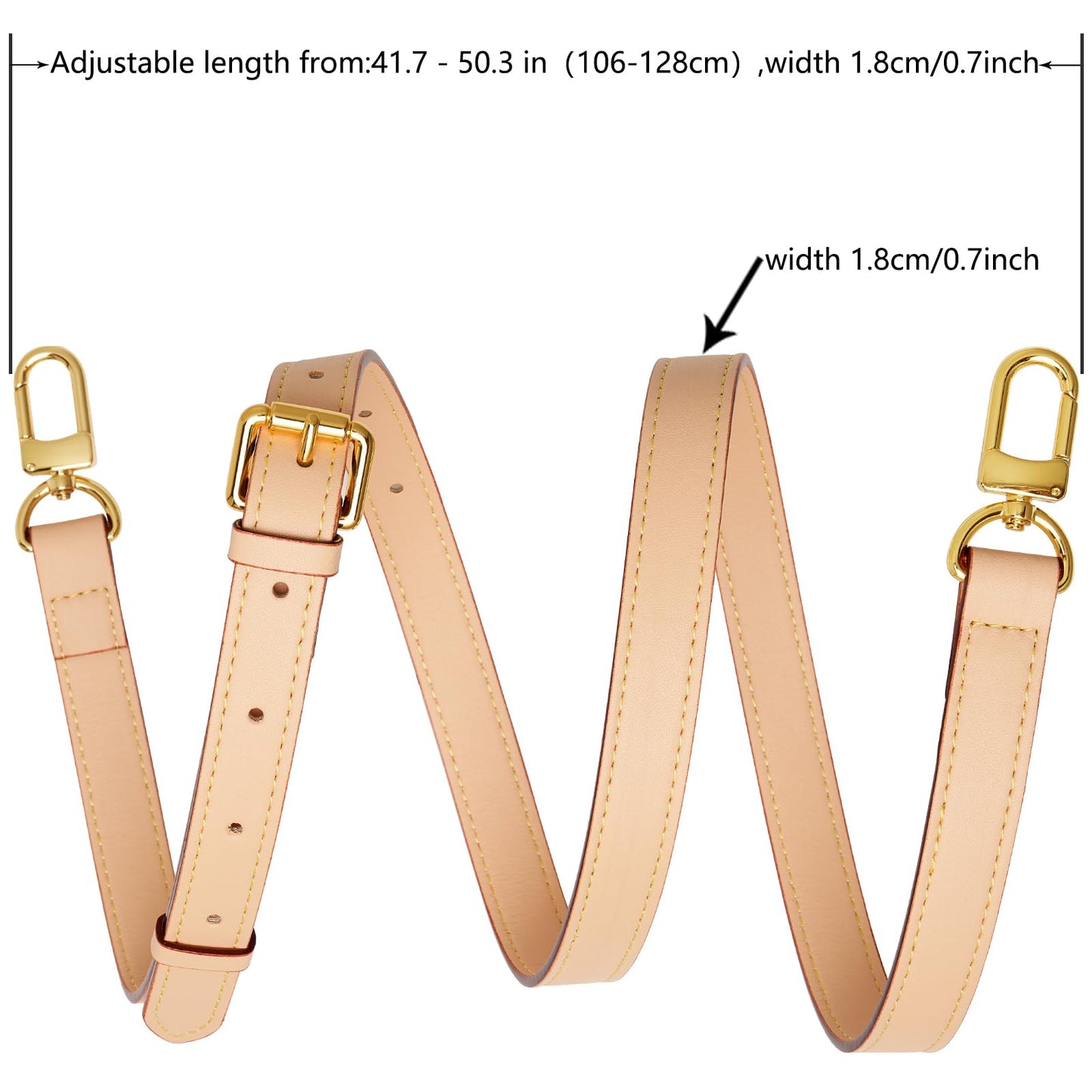 RICLVS Genuine Vachetta Leather Crossbody Strap Genuine Leather Adjustable Replacement Strap for Shoulder Bag Handbag Purse (Beige)