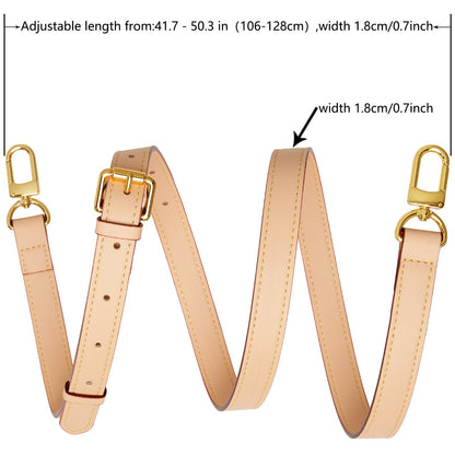 RICLVS Genuine Vachetta Leather Crossbody Strap Genuine Leather Adjustable Replacement Strap for Shoulder Bag Handbag Purse (Beige)