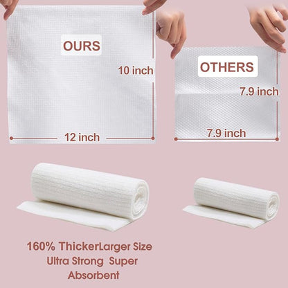 2Pack Disposable Face Towel Facial Cloth Thicker Large Size 10"X12" Towelettes