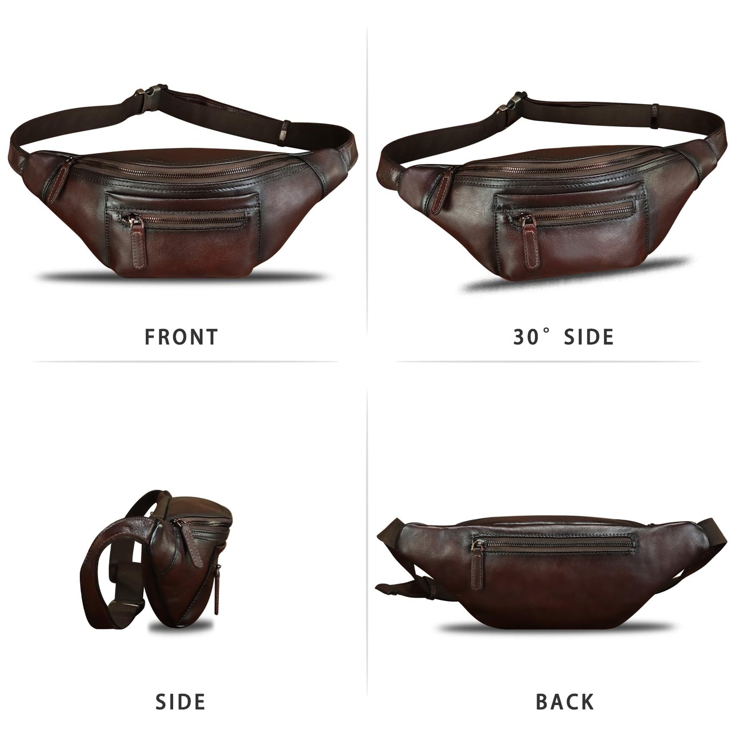 Genuine Leather Fanny Pack for Men and Women Vintage Handmade Leather Waist Bag Sling Backpack Hip Purse Crossbody Bag (Coffee)