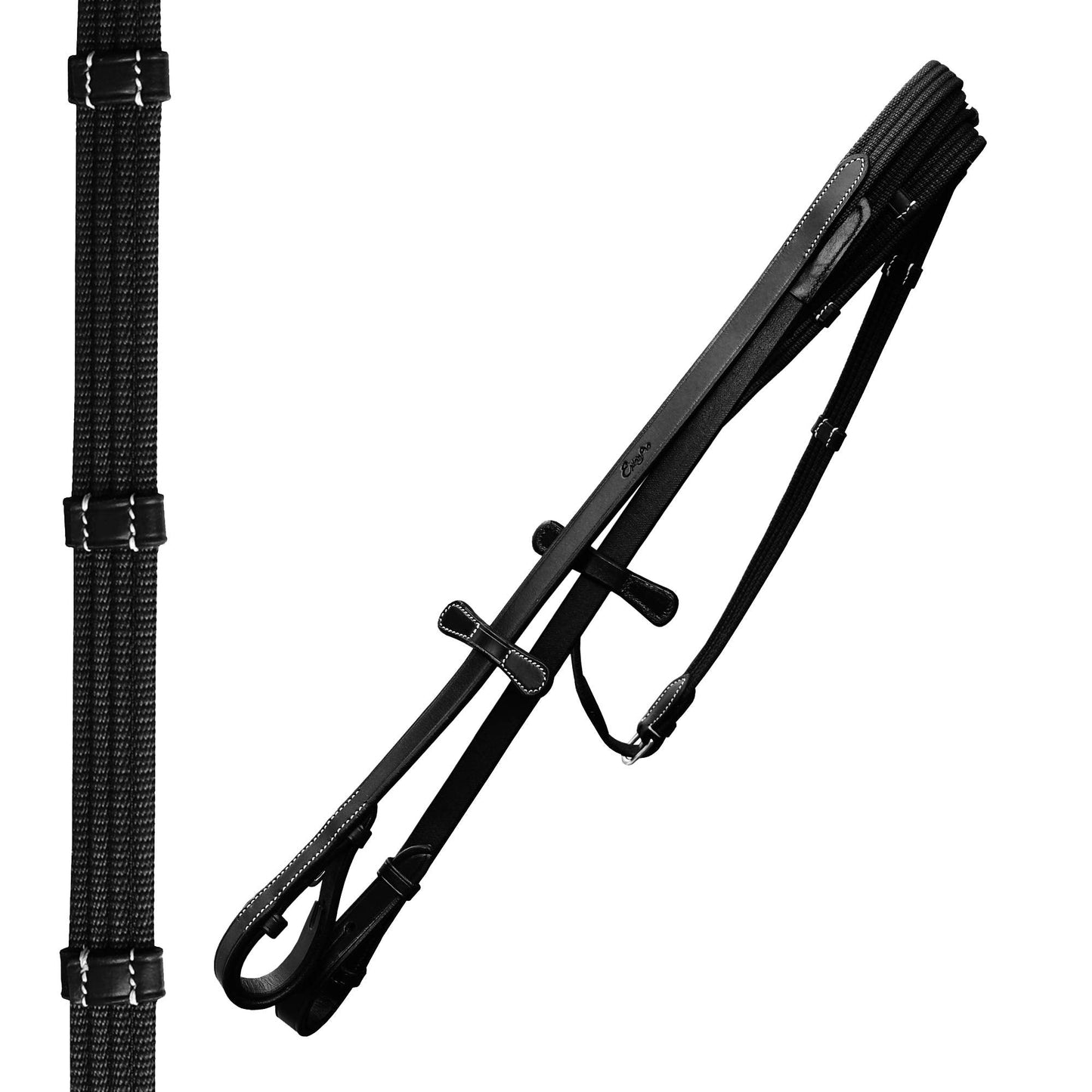 Exion Horse Dressage Bridle with Web Reins | Broad Anatomic Crownpiece, Crank Noseband & Browband & Reins with Hand Stoppers | Dressage Bridles for Horses